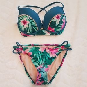 Palm Leaf Push Up Top Bikini